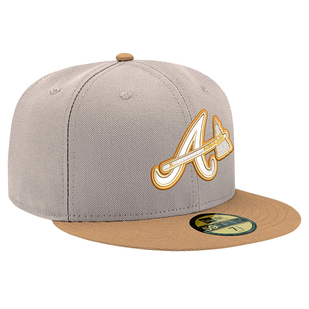 Men's New Era Khaki Atlanta Braves Stone Panama 59FIFTY Fitted Hat