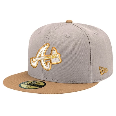 Men's New Era Khaki Atlanta Braves Stone Panama 59FIFTY Fitted Hat