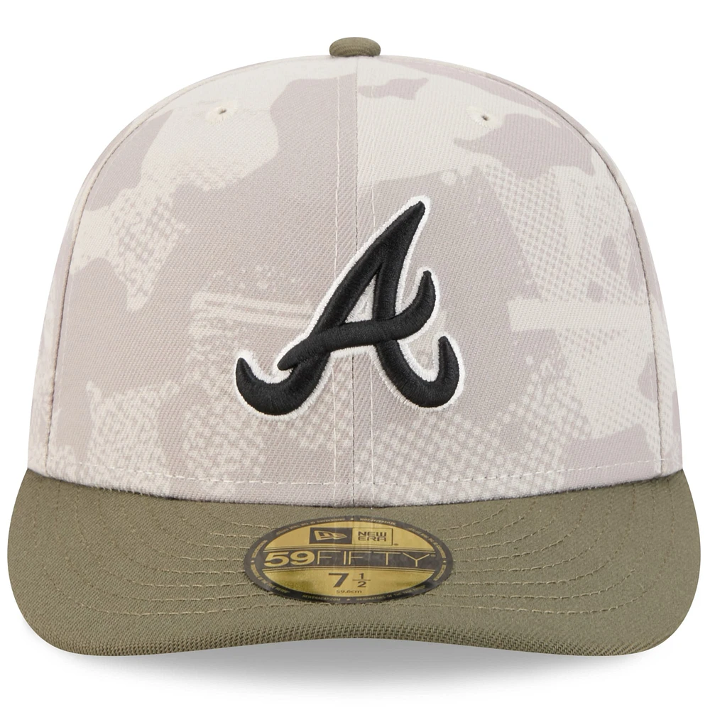 Casquette ajustée 59FIFTY pour homme, beige clair/olive, Atlanta Braves 2025, Journée des forces armées, New Era