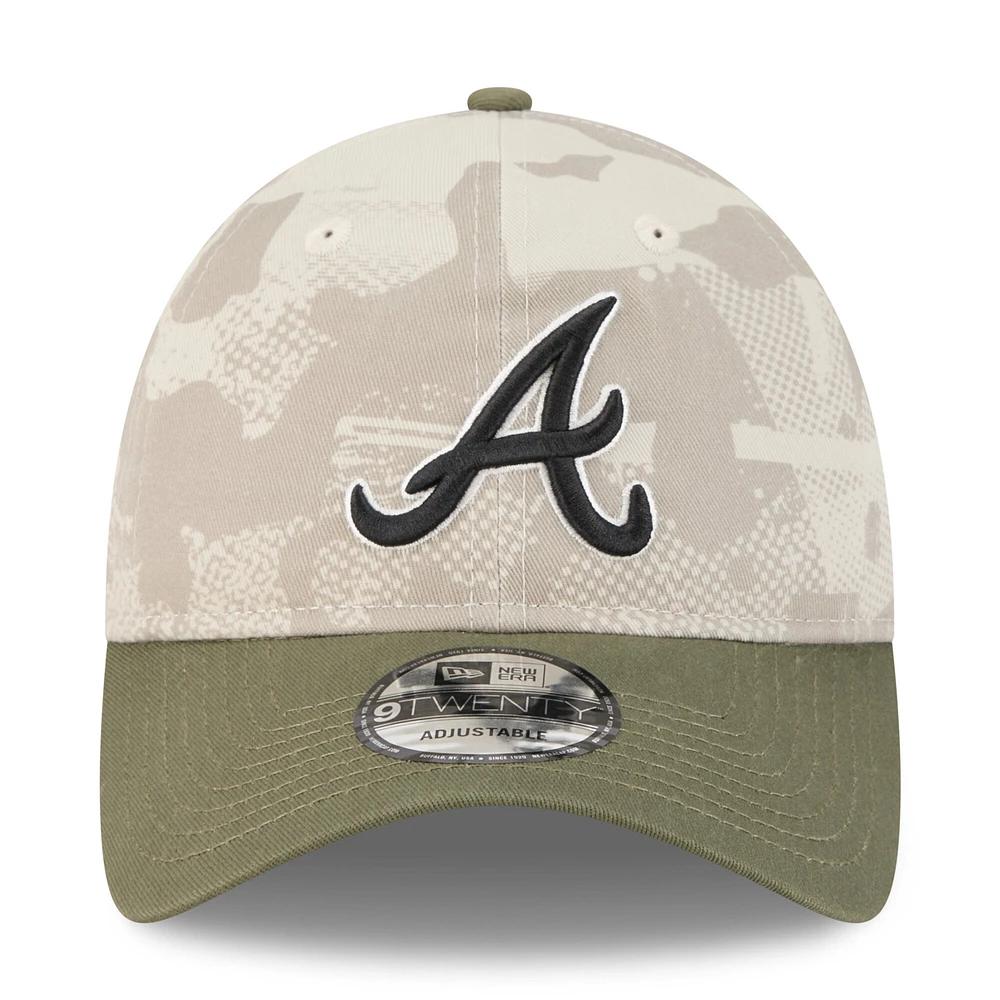 Men's New Era Light Beige/Olive Atlanta Braves 2025 Armed Forces Day 9TWENTY Adjustable Hat