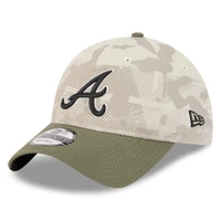 Men's New Era Light Beige/Olive Atlanta Braves 2025 Armed Forces Day 9TWENTY Adjustable Hat