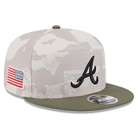 Men's New Era Light Beige/Olive Atlanta Braves 2025 Armed Forces Day Split Panel 9FIFTY Snapback Hat