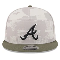 Men's New Era Light Beige/Olive Atlanta Braves 2025 Armed Forces Day Split Panel 9FIFTY Snapback Hat