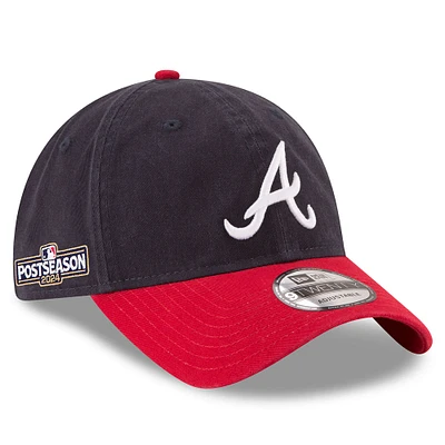 Casquette ajustable 9TWENTY pour homme New Era bleu marine/rouge Atlanta Braves 2024 MLB Postseason Side Patch