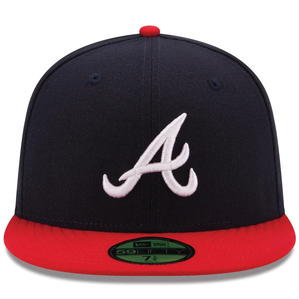 Casquette ajustée 59FIFTY pour homme New Era bleu marine/rouge Atlanta Braves Home Authentic Collection On-Field