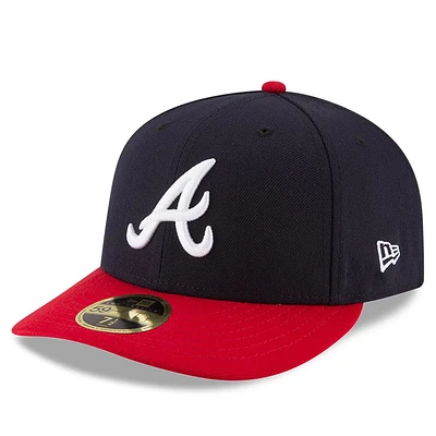 Casquette ajustée 59FIFTY à profil bas pour homme Atlanta Braves Home Authentic Collection New Era bleu marine/rouge