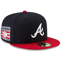 Casquette ajustée 59FIFTY du Temple de la renommée baseball national des Braves d'Atlanta New Era pour hommes, bleu marine