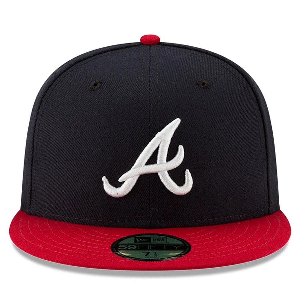 Casquette ajustée 59FIFTY du Temple de la renommée baseball national des Braves d'Atlanta New Era pour hommes, bleu marine