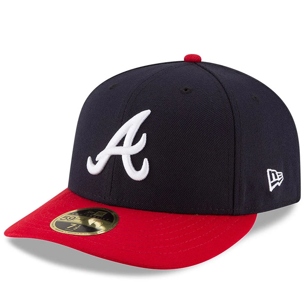 Casquette ajustée 59FIFTY à profil bas du Temple de la renommée baseball national des Braves d'Atlanta New Era bleu marine/rouge pour hommes