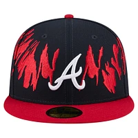Casquette ajustée 59FIFTY bleu marine/rouge Atlanta Braves pour homme New Era