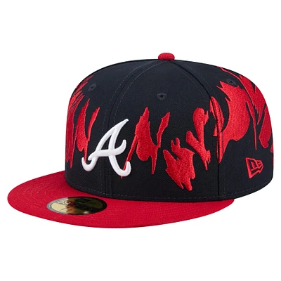 Casquette ajustée 59FIFTY bleu marine/rouge Atlanta Braves pour homme New Era