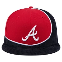 Men's New Era Navy/Red Atlanta Braves Retro Split Corduroy Snapback Hat