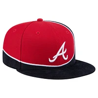Men's New Era Navy/Red Atlanta Braves Retro Split Corduroy Snapback Hat