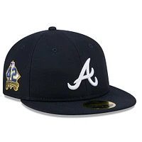 Casquette ajustée non structurée Jackie Robinson Day 59FIFTY pour homme, bleu marine, des Braves d'Atlanta 2025