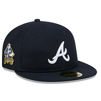 Casquette ajustée non structurée Jackie Robinson Day 59FIFTY pour homme, bleu marine, des Braves d'Atlanta 2025