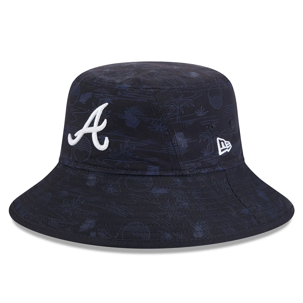 Men's New Era  Navy Atlanta Braves 2025 Spring Training All Over Print Bucket Hat