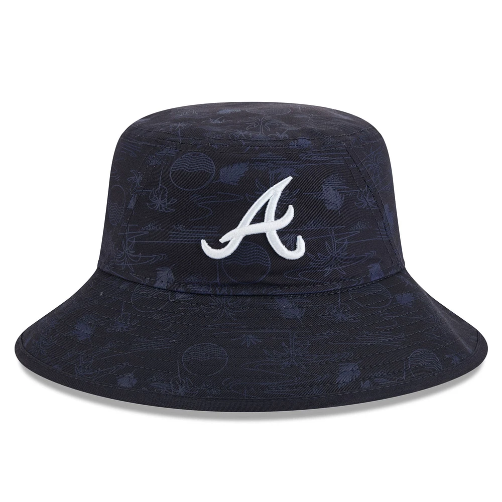 Men's New Era  Navy Atlanta Braves 2025 Spring Training All Over Print Bucket Hat