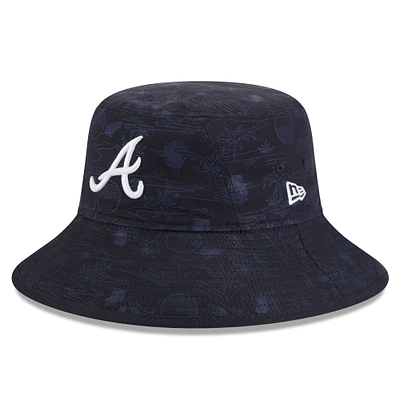 Men's New Era  Navy Atlanta Braves 2025 Spring Training All Over Print Bucket Hat