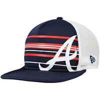 Men's New Era  Navy Atlanta Braves A-Frame Trucker 9FIFTY Snapback Hat