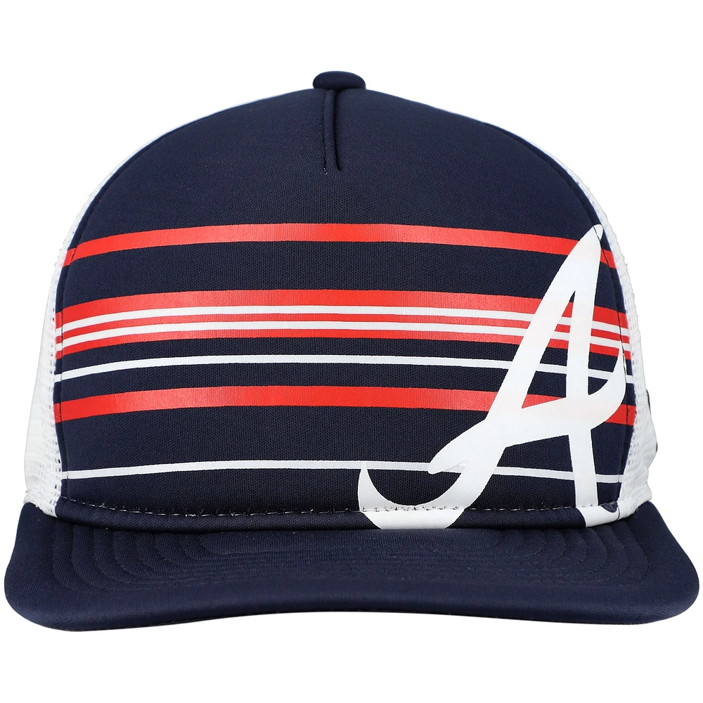 Men's New Era  Navy Atlanta Braves A-Frame Trucker 9FIFTY Snapback Hat