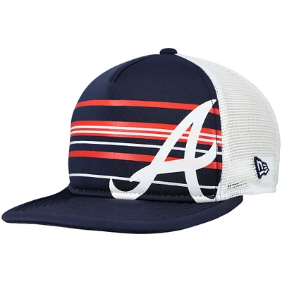Men's New Era  Navy Atlanta Braves A-Frame Trucker 9FIFTY Snapback Hat