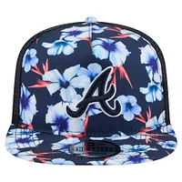 Men's New Era Navy Atlanta Braves Adventure Pattern Golfer Trucker Snapback Hat