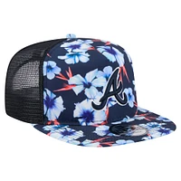 Men's New Era Navy Atlanta Braves Adventure Pattern Golfer Trucker Snapback Hat