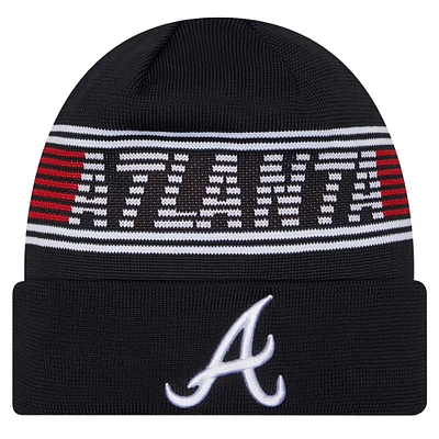 Bonnet en tricot à revers bleu marine Atlanta Braves Authentic Collection pour homme de New Era