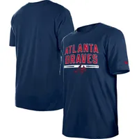 T-shirt d'entraînement au bâton New Era Atlanta Braves bleu marine pour homme