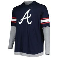 Men's New Era Navy Atlanta Braves Big & Tall Twofer Pullover Hoodie