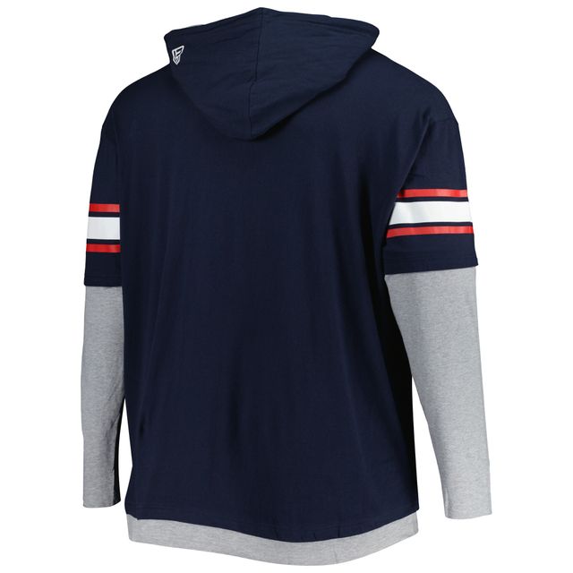 Sweat à capuche Big & Tall Twofer New Era pour homme bleu marine Atlanta Braves