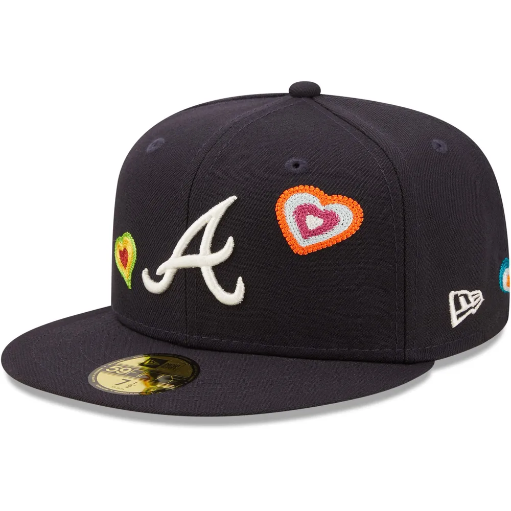 Men's New Era Navy Atlanta Braves Chain Stitch Heart 59FIFTY Fitted Hat