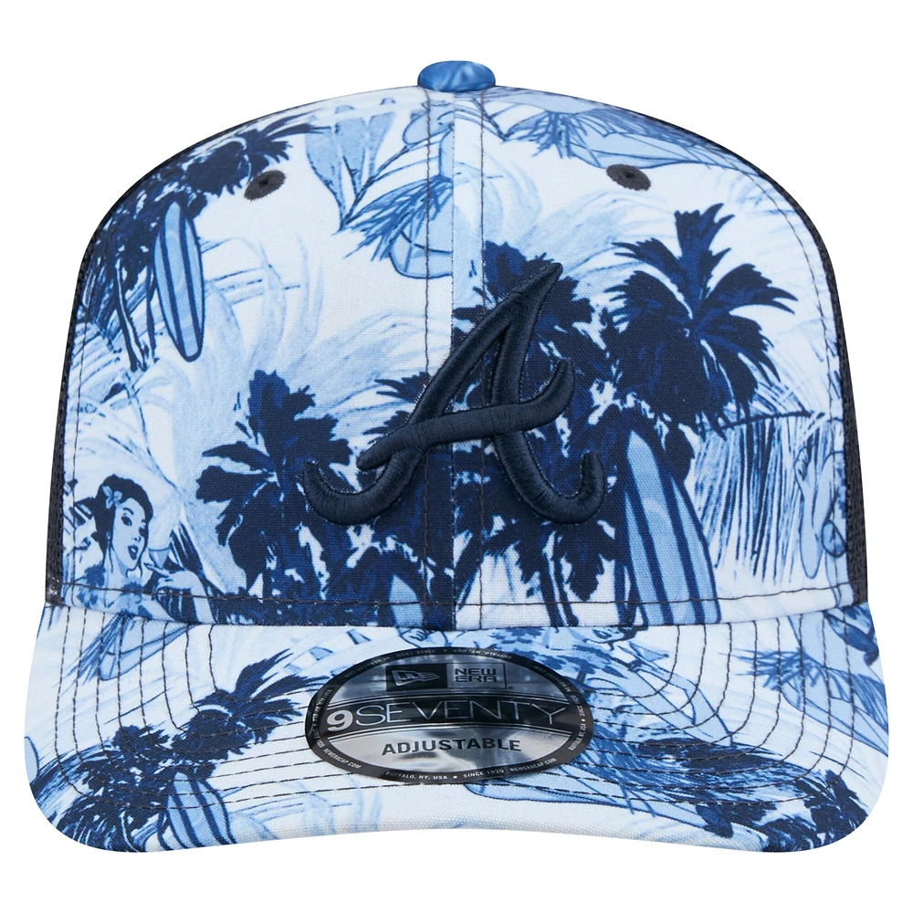Casquette ajustable Hula Trucker 9SEVENTY bleu marine des Braves d'Atlanta pour homme de New Era