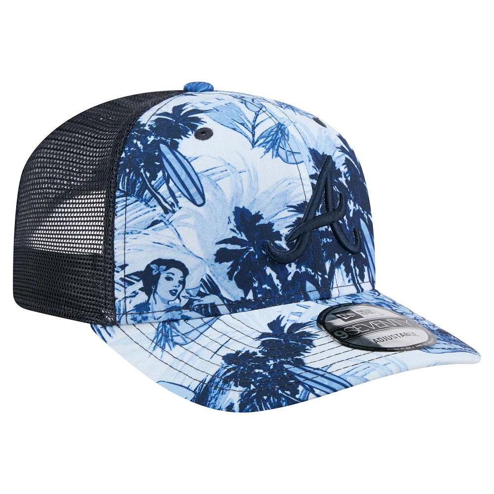 Casquette ajustable Hula Trucker 9SEVENTY bleu marine des Braves d'Atlanta pour homme de New Era