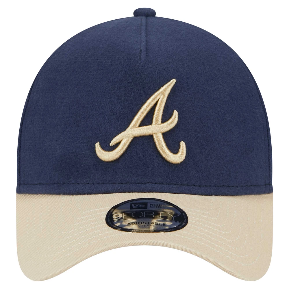 Men's New Era Navy Atlanta Braves  Moleskin A-Frame 9FORTY Adjustable Hat