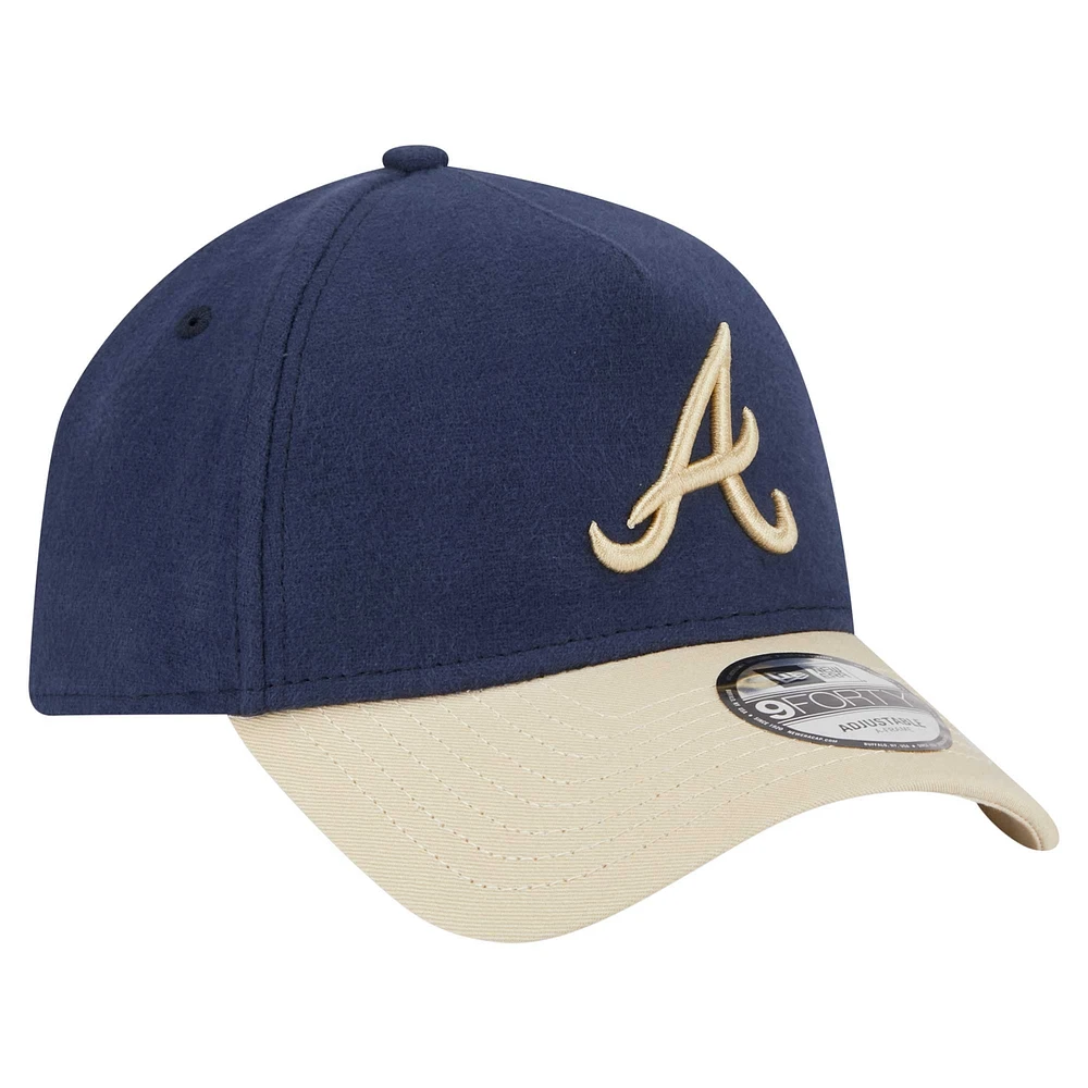 Men's New Era Navy Atlanta Braves  Moleskin A-Frame 9FORTY Adjustable Hat