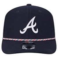 Casquette extensible à boutons-pression New Era bleu marine Atlanta Braves Multi-Rope 9SEVENTY pour homme