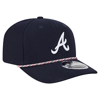 Casquette extensible à boutons-pression New Era bleu marine Atlanta Braves Multi-Rope 9SEVENTY pour homme