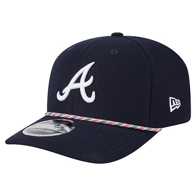 Casquette extensible à boutons-pression New Era bleu marine Atlanta Braves Multi-Rope 9SEVENTY pour homme