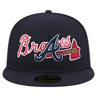 Men's New Era Navy Atlanta Braves Overlap 59FIFTY Fitted Hat