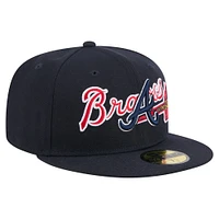 Men's New Era Navy Atlanta Braves Overlap 59FIFTY Fitted Hat