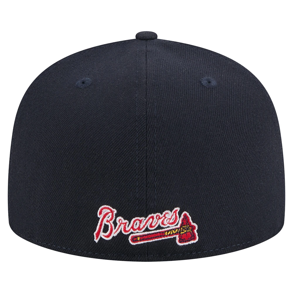 Men's New Era Navy Atlanta Braves Overlap 59FIFTY Fitted Hat