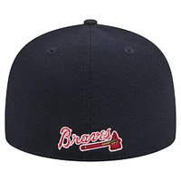 Men's New Era Navy Atlanta Braves Overlap 59FIFTY Fitted Hat