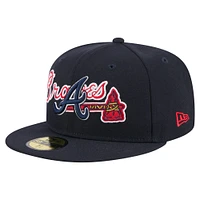 Men's New Era Navy Atlanta Braves Overlap 59FIFTY Fitted Hat