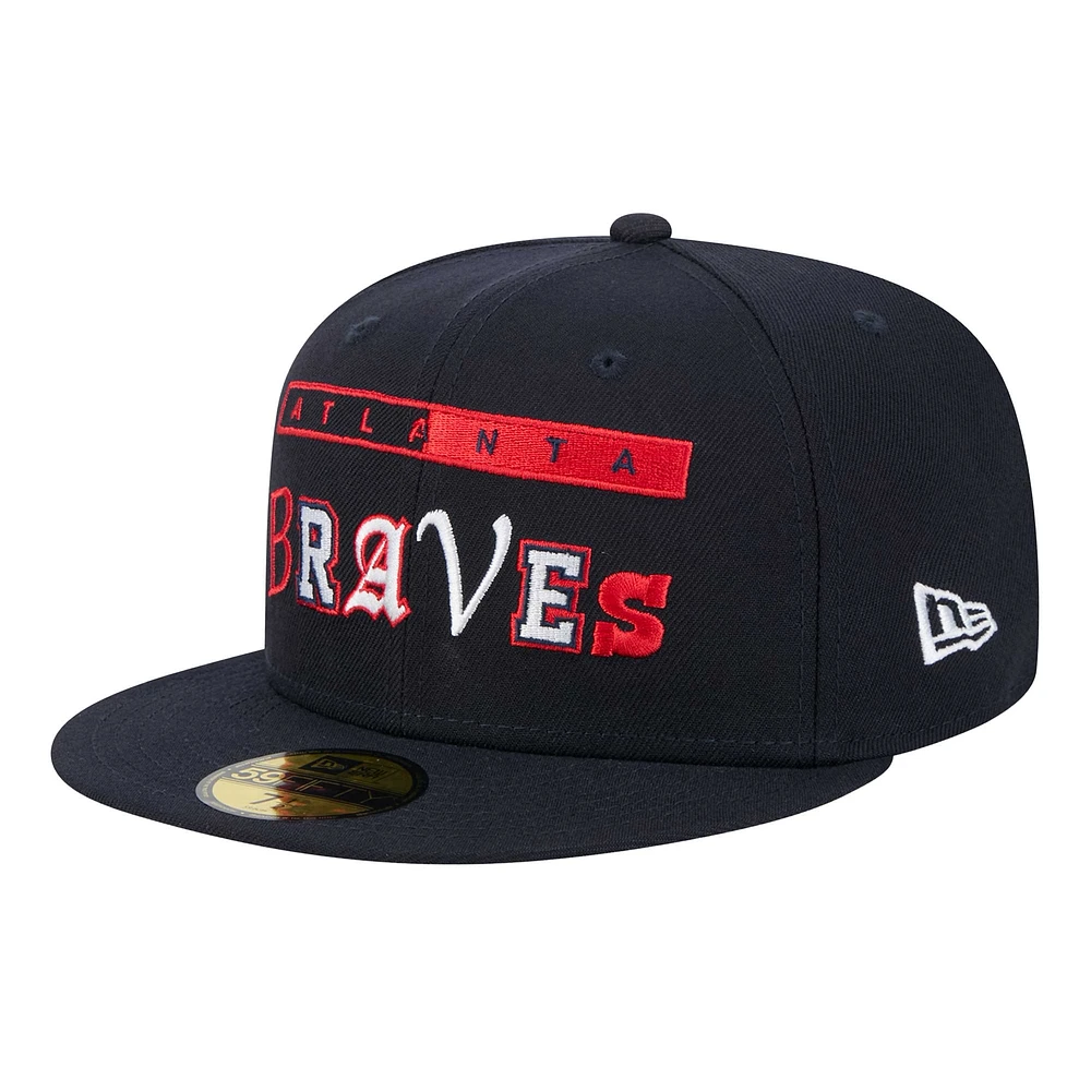 Casquette ajustée Ransom 59FIFTY bleu marine des Atlanta Braves de New Era pour homme