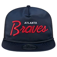 Men's New Era Navy Atlanta Braves Retro Satin Script Golfer Adjustable Hat