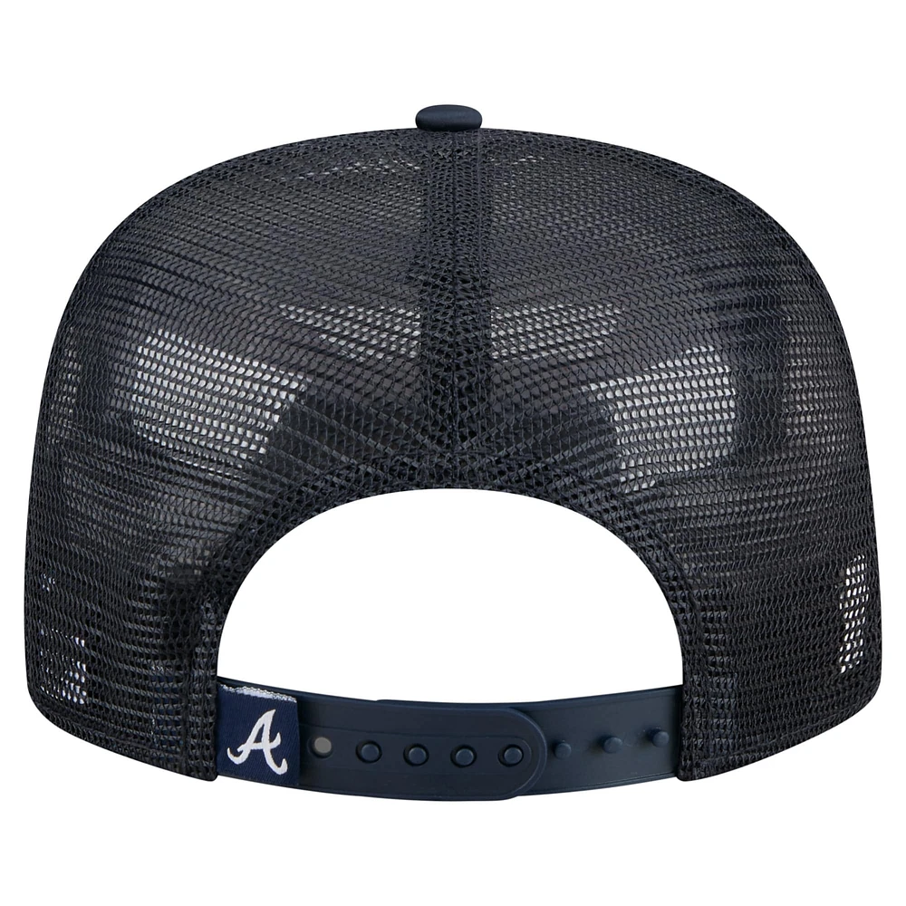 Men's New Era Navy Atlanta Braves Retro Satin Script Golfer Adjustable Hat