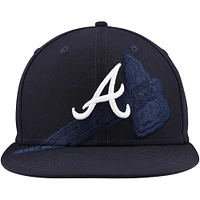 Men's New Era Navy Atlanta Braves Shadow Logo 59FIFTY Fitted Hat