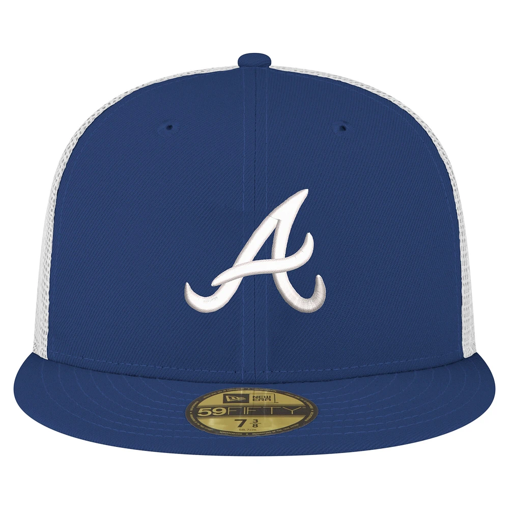Men's New Era Navy Atlanta Braves Team Color 59FIFTY Trucker Fitted Hat