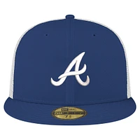 Men's New Era Navy Atlanta Braves Team Color 59FIFTY Trucker Fitted Hat
